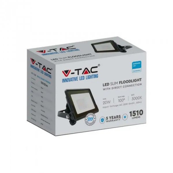 V-tac Projektor LED 20W 6500K 1510lm Czarny