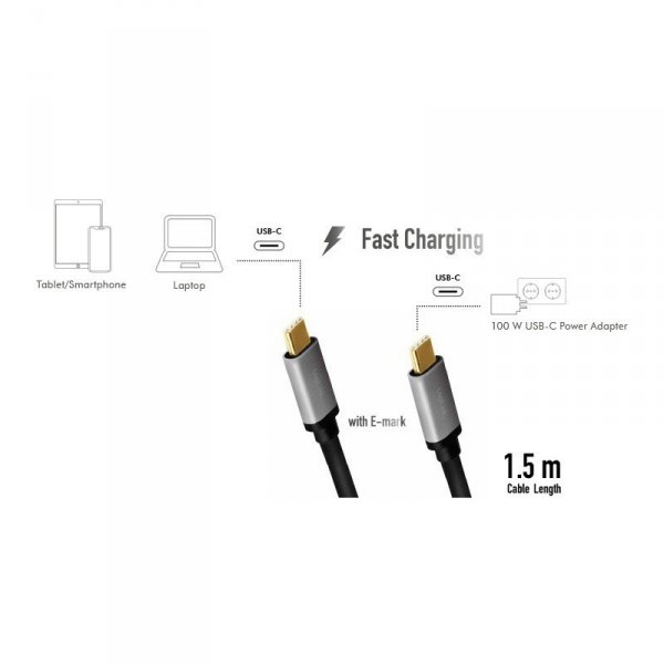 LogiLink Kabel USB-C M/M, PD, aluminiowy 1.5m