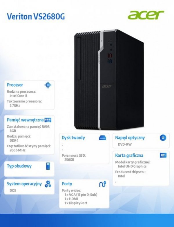 Acer Komputer Veriton VS2680G i3-10105/8/256 /NO OS