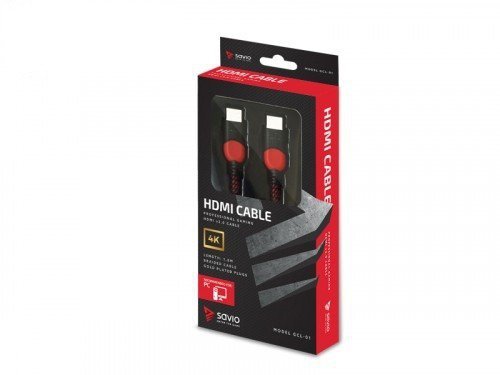 Savio Kabel HDMI v2.0 czerwono-czarny 1,8m, GCL-01