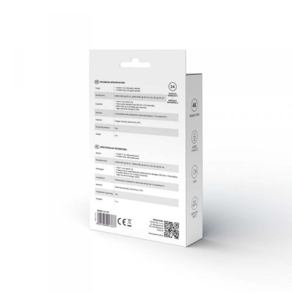 Savio Kabel USB- C v3.1 do HDMI 2.0B, 1m, srebrno-czarny, złote końcówki, CL-170