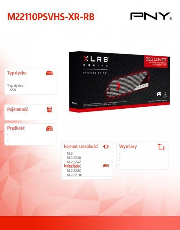 PNY Osłona dysku SSD XLR8 ze zintegrowanym radiatorem zaprojektowany do PS5 M22110PSVHS-XR-RB