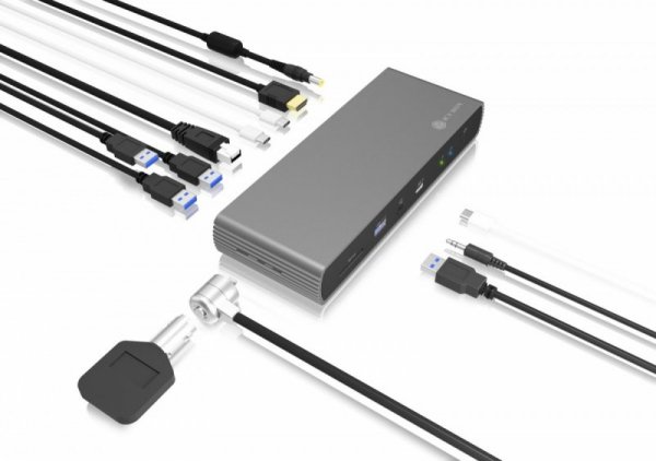 IcyBox Stacja dokująca IB-DK8801-TB4 Thunderbolt 4, 10w1, 100W,USB, 2,5GB LAN,Multi Display