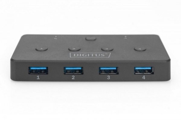 Digitus Przełącznik USB 3.0, 2 PC - 4 Urządzenia, zasilanie USB C