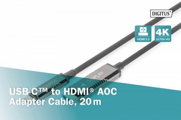 Digitus Kabel adapter hybrydowy AOC USB Typ C na HDMI 4K 60Hz 20m