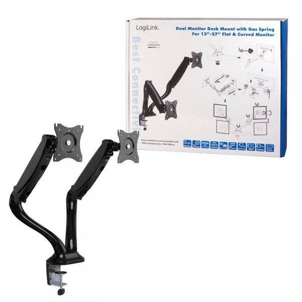 LogiLink Uchwyt na 2 monitory, 13-27 cali, max 2x6kg