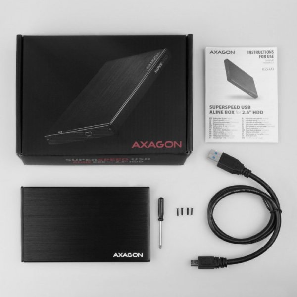 AXAGON EE25-XA3 Obudowa zewnętrzna aluminiowa, USB 3.2 GEN 1 SATA 3G 2,5&quot;