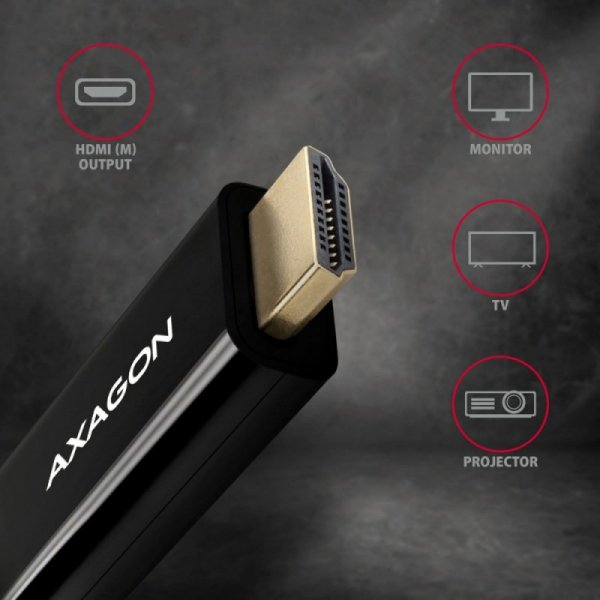 AXAGON RVD-HI14C2 Adapter aktywny DisplayPort -&gt; HDMI 1.4, 4K/30Hz, kabel 1,8m