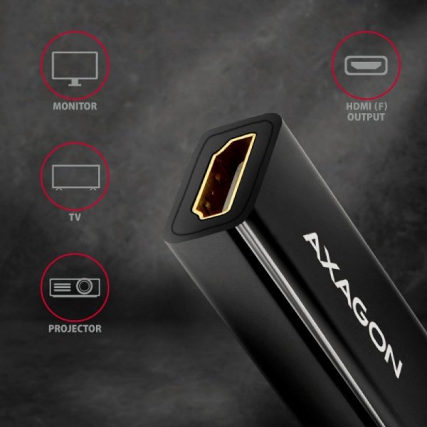 AXAGON RVD-HI14N Adapter aktywny Displayport -&gt; HDMI 1,4, 4K/30Hz, kabel 18cm