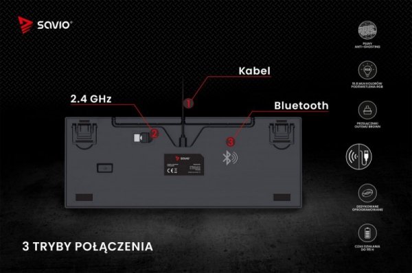 Savio Klawiatura mechaniczna Rampage Outemu Brown, anti-ghosting, RGB