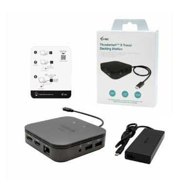 i-tec Stacja dokująca Thunderbolt 3 Travel Dock Dual 4K Display Power Delivery  60W + i-tec Universal Charger 77 W