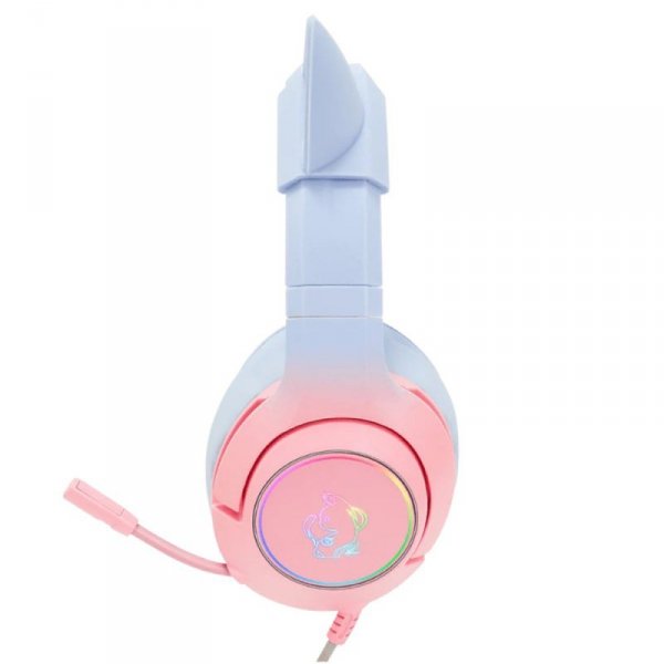 Onikuma Słuchawki gamingowe K9 7.1 RGB Surround kocie uszka USB różowo-niebieskie