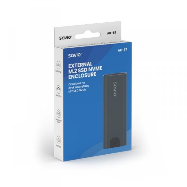 Savio Obudowa na dysk zewnętrzny M.2 SSD NVMe, USB-C 3.1, AK-67