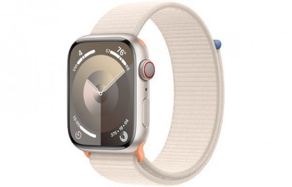 Apple Watch Series 9 GPS + Cellular, 45mm Koperta z aluminium w kolorze księżycowej poświaty z opaską sportową w kolorze księżyc
