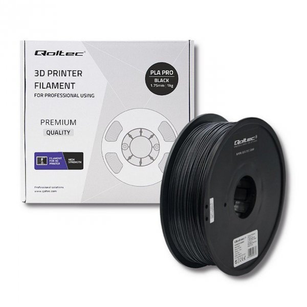 Qoltec Profesjonalny filament do druku 3D | PLA PRO | 1.75mm | 1kg |    Czarny