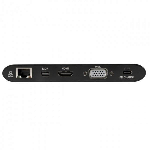 Eaton Stacja dokująca USB-C, podwójny wyświetlacz 4K HDMI/mDP, VGA, USB 3.2 Gen 1, koncentrator USB-A/C, GbE, karta pamięci, ład