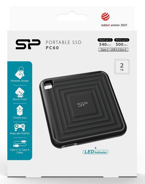 Silicon Power Dysk zewnętrzny SSD PC60 2TB USB 3.2 Gen 2 Typ-C