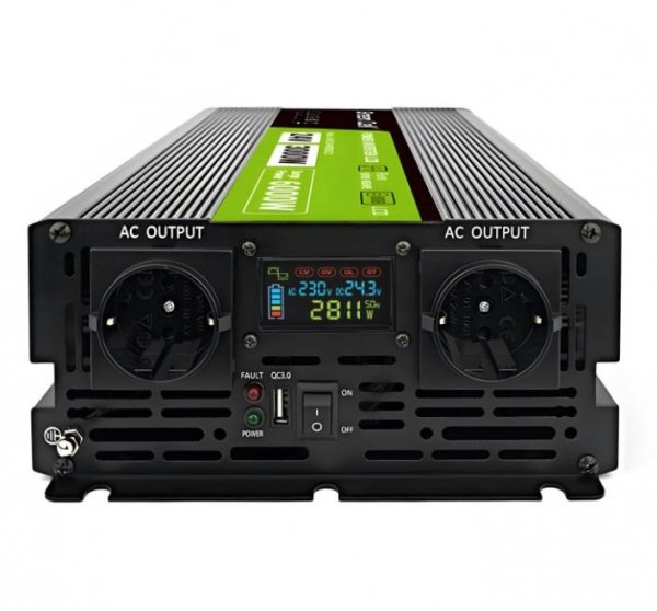 Green Cell Przetwornica LCD 24V 3000W/6000W Czysty sinus z wywietlaczem