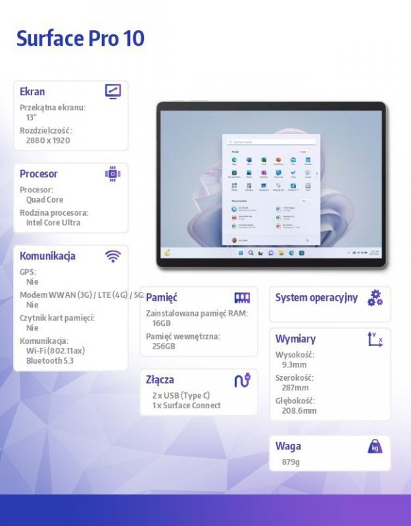 Microsoft Surface Pro10 Intel Core Ultra 7-165U/16GB/256GB/Comm Plat/ZDV-00004