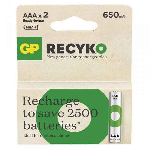 GP Battery Akumulatorki R03/AAA Ni-MH 650mAh blister 2szt. GP RECYKO