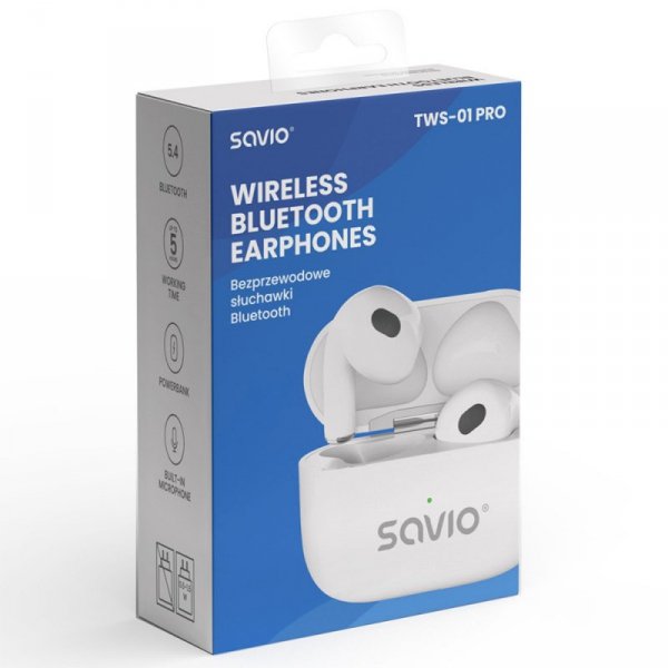 Savio Słuchawki bezprzewodowe Bluetooth TWS-01 PRO