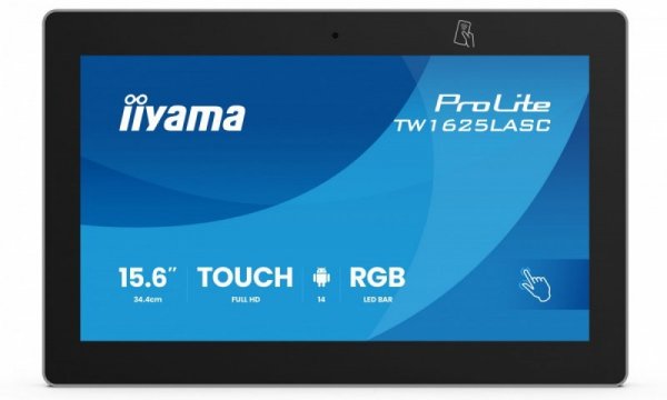 IIYAMA Monitor 16 cali TW1625LASC-B3PNR ANDROID 14,FHD,10PKT,450cd,2x2W,    4xUSB, 1xUSB-C,RJ45, MIC, RK3567, 4/32GB, LED lightb