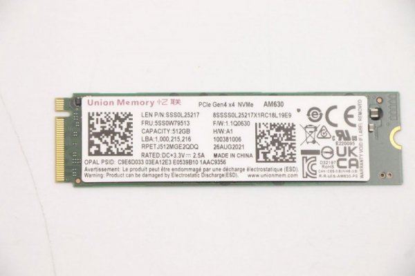 Lenovo 512GB M.2 2280 PCIe 4.0 x4  SSD with OPAL security