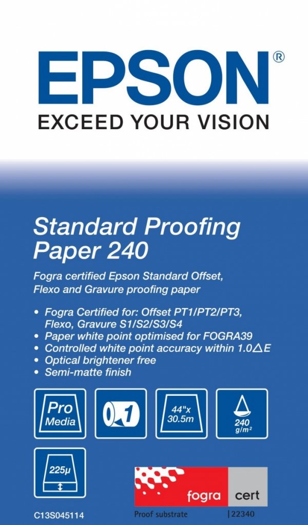 Epson Papier Standard Proofing Paper, 44&quot; x 30,5 m 240g/m2 C13S045114