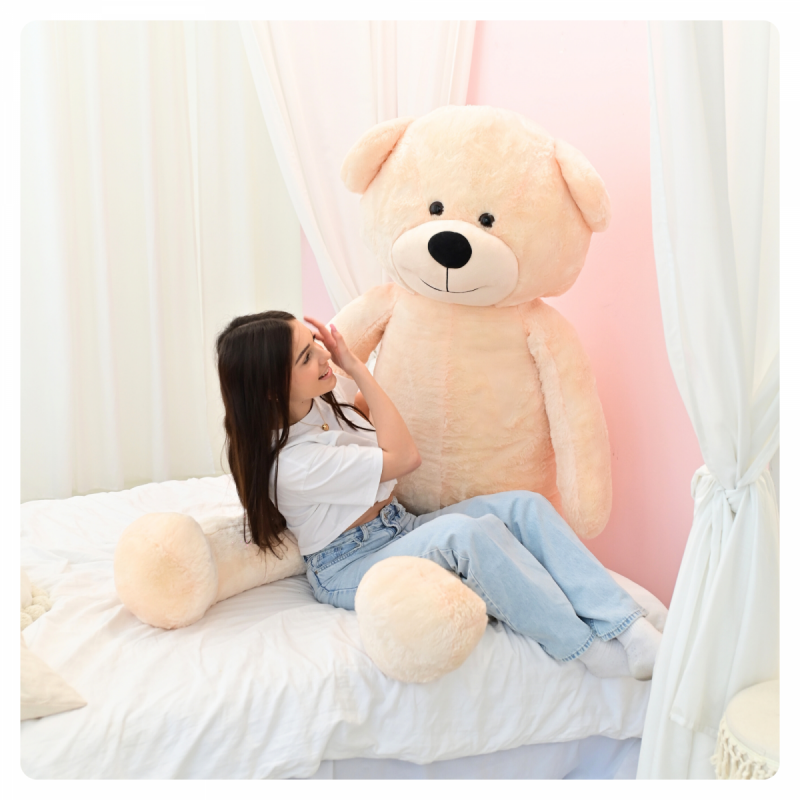 DUŻY MIŚ PLUSZOWY 220cm PLUSZAK MASKOTKA GIGANT - JASNY BEŻ