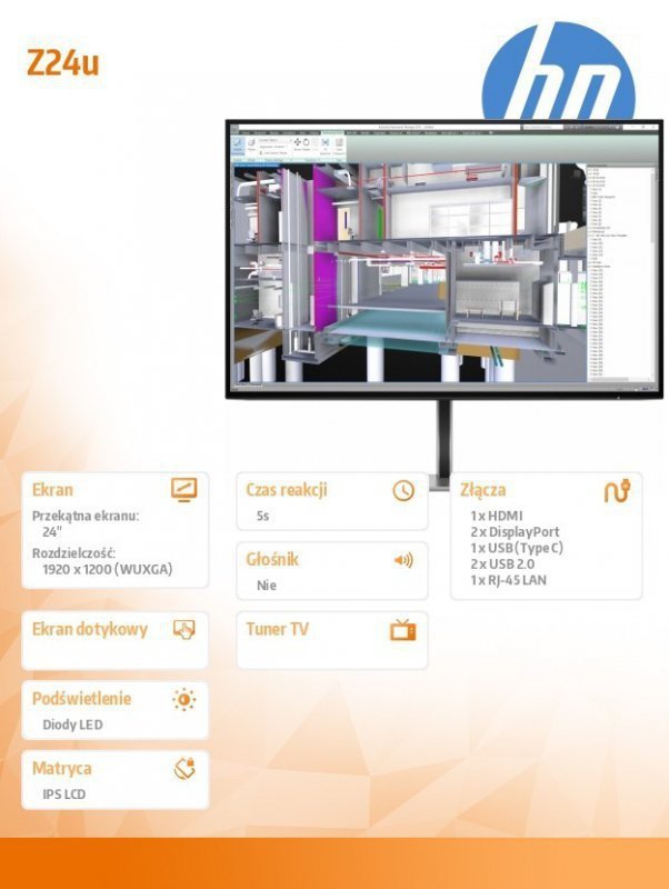 HP Inc. Monitor Z24u G3 WUXGA USB-C display 1C4Z6AA
