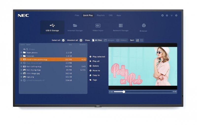 NEC Monitor wielkoformatowy 65 cali MultiSync M651-Mpi4 UHD 500cd^m2 24^7