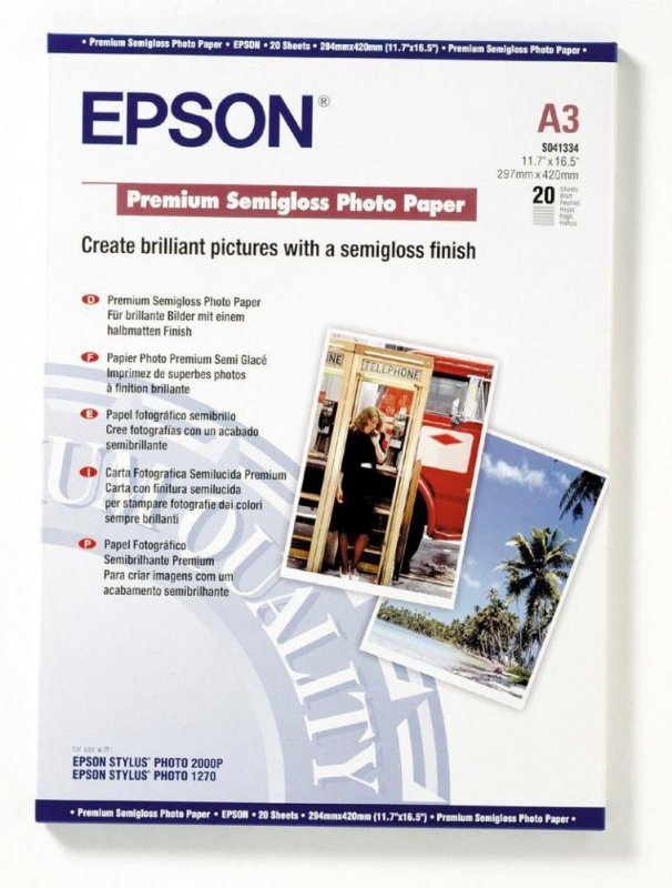 Epson Papier Photo Premium Semi Glossy  A3^ 20 arkuszy ^ 251 g^m2
