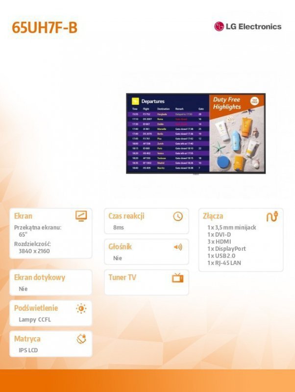 LG Electronics Monitor 65UH7F-H 65 UHD IPS 700cd^m2 24^7