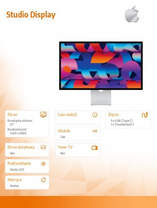 Apple Studio Display - Standard Glass - Tilt-Adjustable Stand