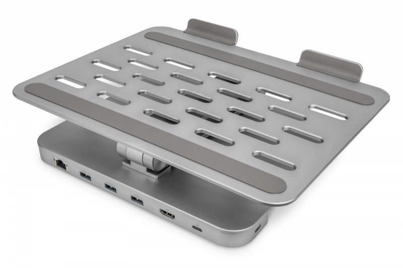 Digitus Regulowana podstawka pod notebooka^tablet ze zintegrowaną stacją dokującą, USB-C, 6 portów