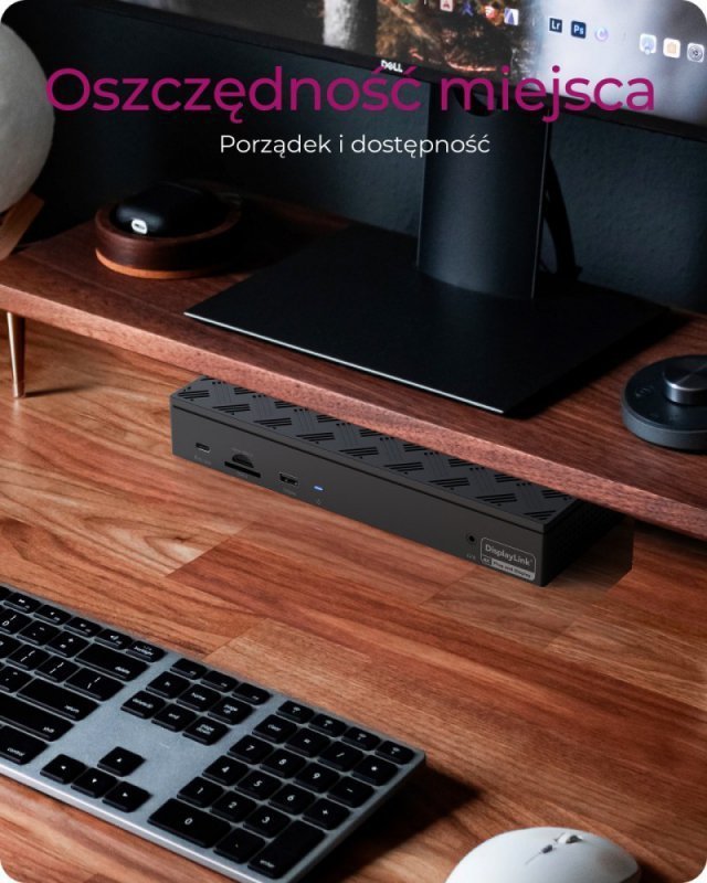 IcyBox Stacja dokująca IB-DK2288AC 13in1,4x4K Monitory,PD 100Watt,Audio,LAN,   czytnik Kart, DisplayLink