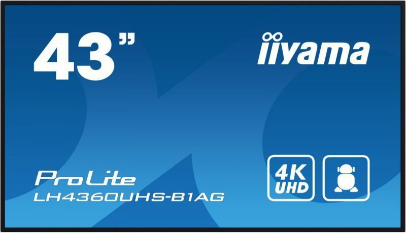 IIYAMA Monitor wielkoformatowy 43 cale LH4360UHS-B1AG matowy 24h^7 500(cd^m2) VA 3840 x 2160 UHD(4K) Android.11 Wifi CMS(iiSigna