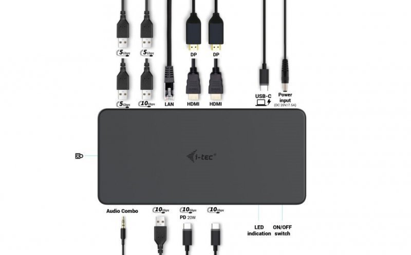 i-tec Stacja dokująca USB-C Dual 4K^60Hz (single 8K^30Hz) DP Video Adapter