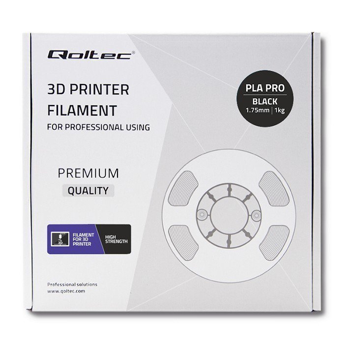 Qoltec Profesjonalny filament do druku 3D | PLA PRO | 1.75mm | 1kg |    Czarny