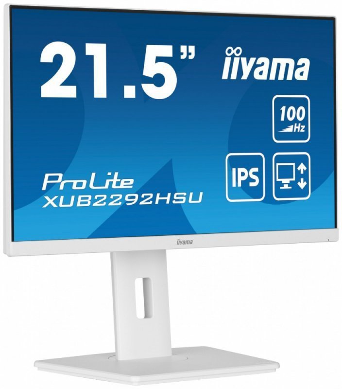 IIYAMA Monitor 21.5 cala ProLite XUB2292HSU-W6 IPS,100Hz,FreeSync,PIVOT,0.4ms,HDMI,  DP,4xUSB(3.2),2x2W,HAS(150mm), Biały