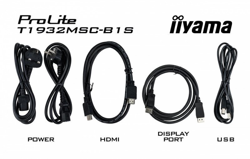 IIYAMA Monitor 19 cali ProLite T1932MSC-B1S POJ.10PKT.IP54,HDMI,DP