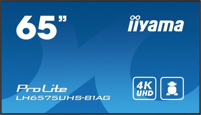 IIYAMA Monitor 65 cali LH6575UHS-B1AG 24^7,IPS,ANDROID.11,4K,500cd^m2,WiFi,3xHDMI,DP,Daisy^Chain,2xUSB,2x10W,RJ45,iiSignage2,Fai