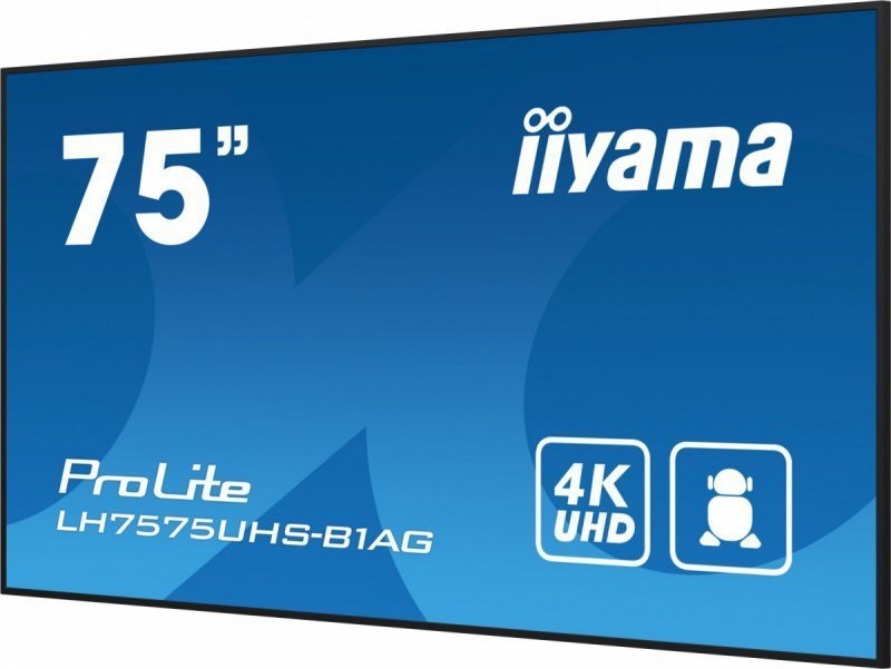 IIYAMA Monitor 75 cali LH7575UHS-B1AG, 24^7,IPS,ANDROID.11,4K,500cd^m2,WiFi,3xHDMI,DP,Daisy^Chain,2xUSB,2x10W,RJ45,iiSignage2,Fa