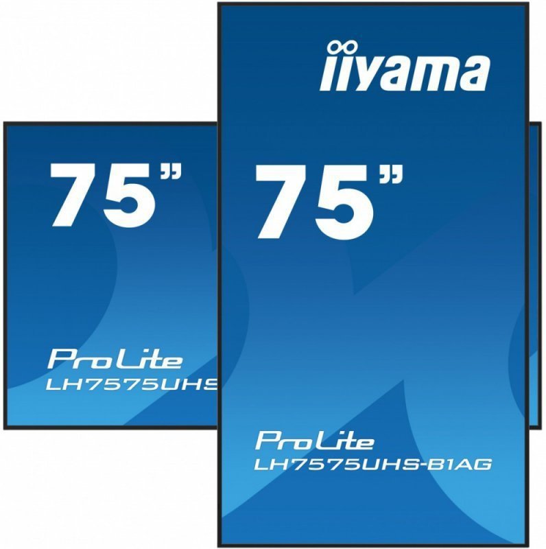 IIYAMA Monitor 75 cali LH7575UHS-B1AG, 24^7,IPS,ANDROID.11,4K,500cd^m2,WiFi,3xHDMI,DP,Daisy^Chain,2xUSB,2x10W,RJ45,iiSignage2,Fa