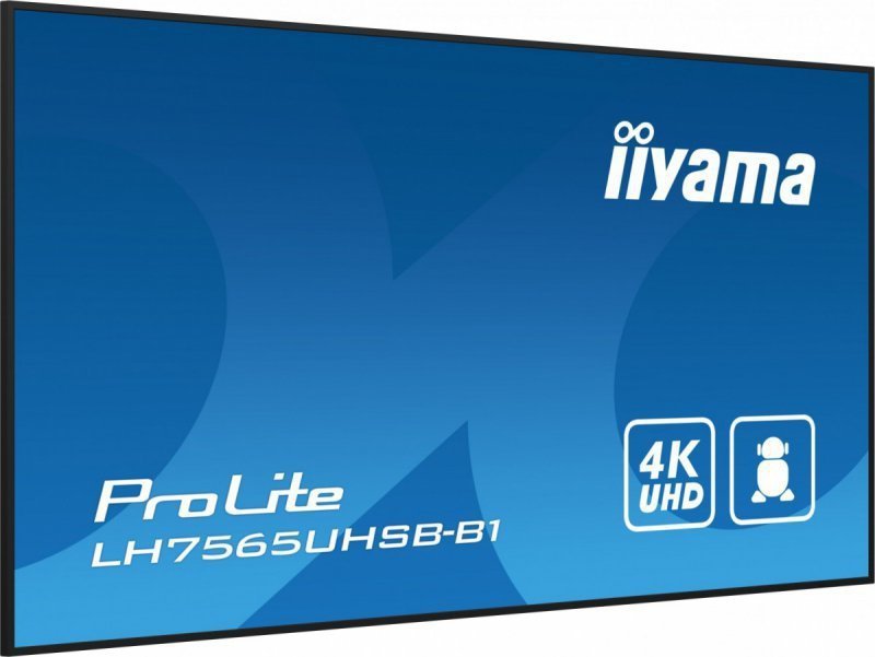 IIYAMA Monitor 75 cali LH7565UHSB-B1, 24^7, IPS, ANDROID 11, 4K, 800cd, iiSignage2, SDM, 2x HDMI, DP, 2x USB,2x 10W, RJ45, WiFi,