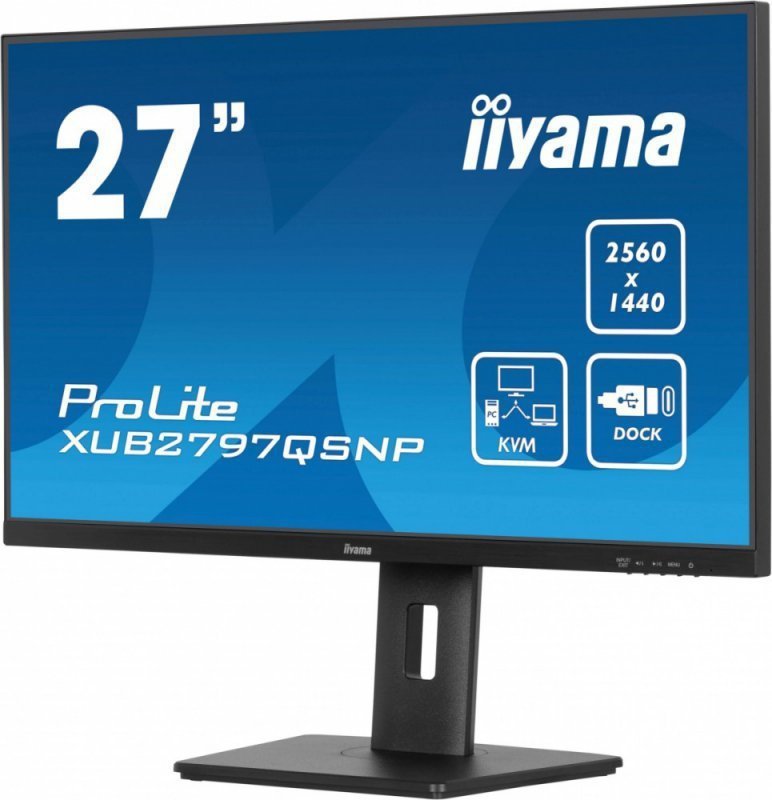 IIYAMA Monitor 27 cali XUB2797QSNP-B1,IPS,QHD,USB-c Dock,KVM,HDMI ^5y^