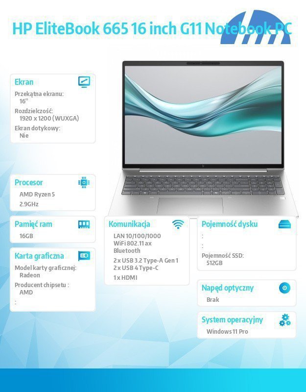 HP Inc. Notebook EliteBook 665 G11 Ryzen 5 7535U 512GB^16GB^W11Pro^16.0 A38DBET