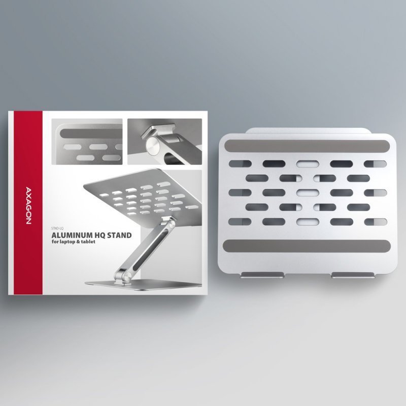 AXAGON STND-LQ Podstawa do laptopów aluminiowa 10-17.3 cali, regulowane kąty nachylenia, Szara
