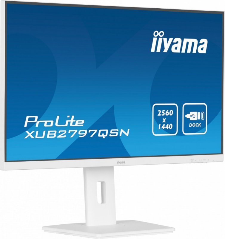 IIYAMA Monitor 27 cali XUB2797QSN-W2 IPS,QHD,USB-c Dock,HDMI,DP,PD-65W,2x2W, 4xUSB(3.2),300cd^m2,80M:1,sRGB:99%^5y^
