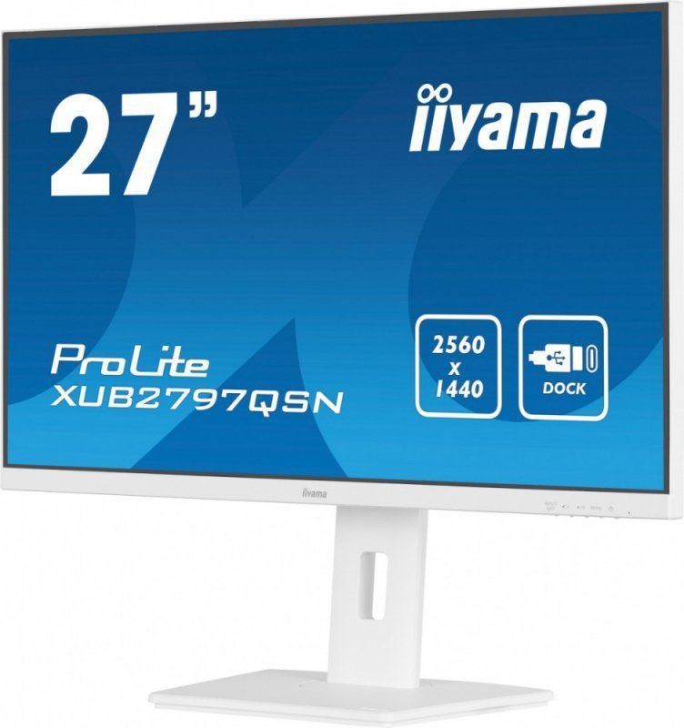 IIYAMA Monitor 27 cali XUB2797QSN-W2 IPS,QHD,USB-c Dock,HDMI,DP,PD-65W,2x2W, 4xUSB(3.2),300cd^m2,80M:1,sRGB:99%^5y^